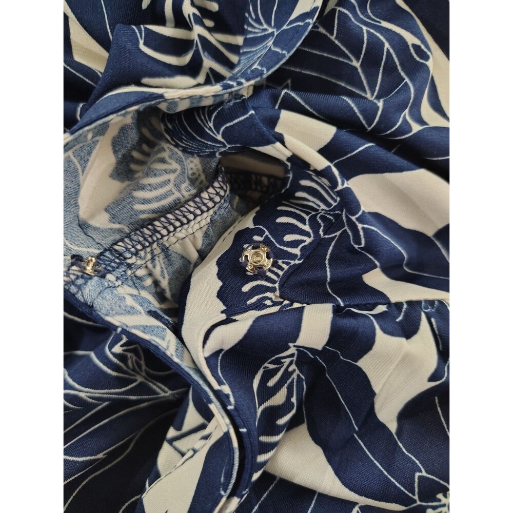 La Mer Luxe Maxi Dress Blue and White Floral Tropical Print Women's Size Large - Picture 8 of 10